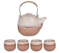 Coffret théière 0,8L avec 4 gobelets camel - Table Passion - Marron - Grès G