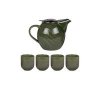 Coffret théière 0,9L avec 4 gobelets Mao vert - Table Passion - Vert - Grès Vert G