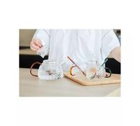 Coffret Théière avec filtre, 2 mugs et cuillères en verre borosilicaté