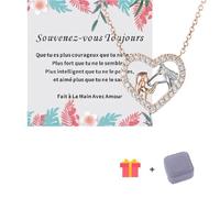 COFFRET THEMATIQUE - MARIAGE - ANNIVERSAIRE - Collier Fille et Cheval pour Femme et Fille Argent Coeur Pendentif Collier Cheval