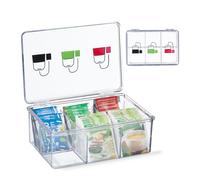 Coffret tisane plastique thé Box Casier Boîte couvercle Rangement 6 compartiment