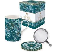 Coffret Tisanière - EASY LIFE - Atmosphère Jungle - Porcelaine - Filtre Inox - 300 ml