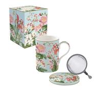 COFFRET TISANIERE EN PORCELAINE FILTRE INOX BOTANIC GARDEN - EASYLIFE