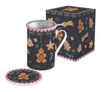 EASY LIFE COFFRET TISANIERE 30CL EN PORCELAINE AVEC FILTRE INOX R0280#GING, Noir