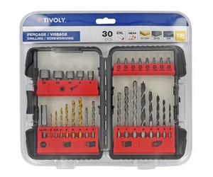 Coffret Tivoly 30 pièces perçage métaux béton bois + vissage