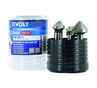 Coffret TIVOLY de 5 fraises à noyer DIN 335C HSS Cobalt 5% à 90° Ø 10,4 à 31 mm