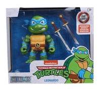 Coffret tortues ninja : leonardo + accessoires - figurine métal 10 cm - turtle - set personnage tmnt + 1 carte animaux - nouveauté