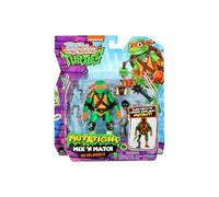 Coffret Tortues Ninja : Michelangelo + Accessoires - Figurine 12 Cm - Turtle - Set Personnage Mutations Mix'N Match Tmnt + Carte tigre