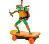 Coffret tortues ninja : michelangelo + skate - figurine 12 cm - turtle - set personnage tmnt + 1 carte tigre - nouveauté