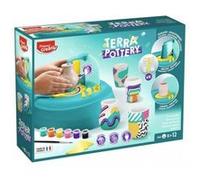 Coffret tour de potier electrique enfant - avec 1 kg argile accessoires peinture - studio atelier poterie - set kit creatif et carte
