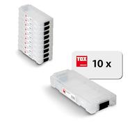 Coffret TOX L-BOXX Micro en lot, empilable et encliquetable avec le système L-BOXX, divisible en 8 compartiments, rangement pour chevilles et vis, transparent, lot de 10 pièces, 094909146
