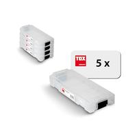 Coffret TOX L-BOXX Micro en lot, empilable et encliquetable avec le système L-BOXX, divisible en 8 compartiments, rangement pour chevilles et vis, transparent, lot de 5 pièces, 094909145