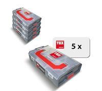 Coffret TOX L-BOXX Mini en lot, empilable et encliquetable avec le système L-BOXX, divisible en 6 compartiments, rangement clair pour chevilles et vis, lot de 5 pièces, 094909148
