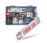 Coffret TOX Plug & Play 320 pcs + mètre pliant THINK BIG 3 m, chevilles TRIKA 5/31, 6/36, 8/51 avec vis, adaptées à presque tous matériaux de construction, réf. 011909040.
