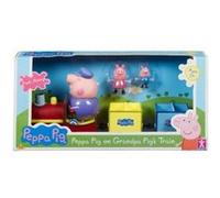 Coffret train de papy pig avec peppa pig et george - figurines vehicule - jouet prescolaire - set jeu enfant et carte
