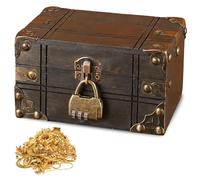 COFFRET TRÉSOR Verrouillable: WADNGU 16 x 11 x 9 cm Boîte à Trésor Miniature, Coffret en Bois avec Couvercle, Boîte de Rangement Sécurisée à Code Secret pour Bijoux et Décoration