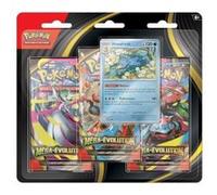 Coffret tripack pokemon me01 méga evolution : 3 boosters de 10 cartes a collectionner francaise + carte akwakwak
