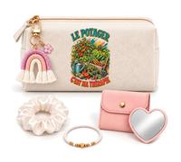 Coffret Trousse à Maquillage Le Potager Ma Thérapie | Trousse Coton, Miroir de Poche Cœur, Bracelet, Chouchou Satin, Porte-Clés | 5 Pièces | Cadeau Femme Passionné Humour Original Anniversaire