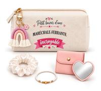 Coffret Trousse à Maquillage Petit Bazar d'une Maréchale Ferrante Incroyable | Trousse Coton, Miroir de Poche Cœur, Bracelet, Chouchou Satin, Porte-Clés | 5 Pièces | Cadeau Collègue Femme Départ