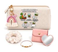 Coffret Trousse à Maquillage Potager Temps Libre | Trousse Coton, Miroir de Poche Cœur, Bracelet, Chouchou Satin, Porte-Clés | 5 Pièces | Cadeau Femme Passionné Humour Original Anniversaire