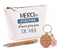 Coffret Trousse et Stylo Merci Joséphine d'avoir Pris Soin de Moi | Cadeau Fin d'Année Scolaire Maîtresse Nounou Atsem Assmat | Cadeau de Remerciement | 3 Pièces