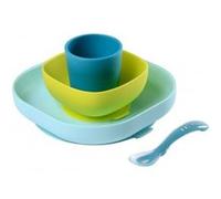 Coffret vaisselle 4 pièces en silicone blue - beaba BLUE, Bleu G