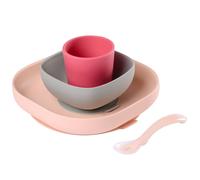 Coffret Vaisselle 4 Pièces En Silicone Pink - Beaba