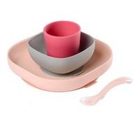Coffret vaisselle 4 pièces en silicone pink - beaba PINK, Rose G