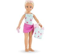 Corolle Coffret poupée Valentine à la Plage – Poupée mannequin 28 cm, 5 accessoires, dès 4 ans