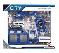 STARLUX - Coffret de Petites Voitures de Police avec Poste de Douane, hélicoptère de Police, Zodiac et Panneaux Routiers - Jouet Enfant 3 Ans et Plus - 806102