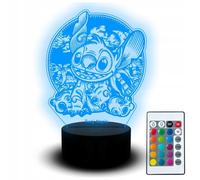 Coffret Veilleuse Led Lilo Et Stitch, Mascotte Stitch, Gravure 3d, Nom
