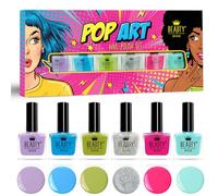 Coffret Vernis à Ongles Brillants - Cadeau Idéal pour Adolescentes | 6 Couleurs Fun & Folles | Ongles de Fête & de Festival | Séchage Rapide, Longue Tenue, Vegan | Marque Britannique