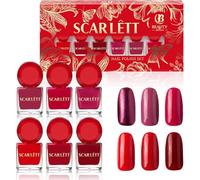 Coffret Vernis à Ongles Scarlett - 6 teintes haute pigmentation, fini brillant longue tenue, collection rouge & bordeaux, boîte cadeau premium finition dorée, cadeau de luxe pour femme