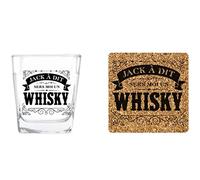 SUD TRADING Coffret de 2 verres à whisky avec 2 dessous de verre