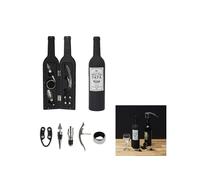 THE CONCEPT FACTORY - KV7392 Coffret Vin 5 Accessoires Essentiels pour Dégustation - Design Élégant en Forme de Bouteille - Dimensions 72 x 325 x 72 cm - Couleur Noir