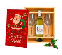 Coffret vin JOYEUX NOËL - Oenologie coffret avec vin personnalisé & accessoires [ Coffret sommelier personnalisé ] (Bordeaux Blanc)