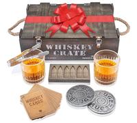 Coffret Whisky Cadeau - Verres, Glacon Reutilisable Forme Balle, Dessous de Verre, Pinces à Glace, Boîte en Bois, Cartes Histoire et Recettes - Service a Whisky pour Homme de Royal Reserve