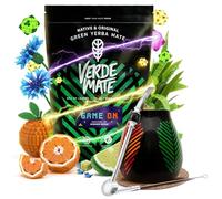 Coffret Yerba Mate pour Gamers - Verde Mate Green Game On, Calebasse céramique Samba, Bombilla Bomba, Sous-verre en liège