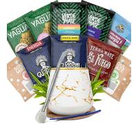 Coffret Yerba Mate Premium Aurora 220 ml - Set complet avec accessoires et 10x50g échantillons de yerba mate