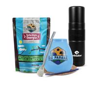 Coffret Yerba Maté Rio Parana Énergie 500g - Ensemble complet avec Yerbomos XL, calebasse en céramique et accessoires complets