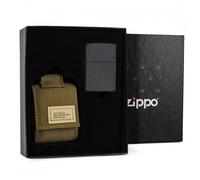 coffret zippo black crackle et etui coyotte tactique
