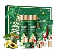 Coffrets de Soins pour la Peau, Avocat Coffret Soin Femme, Skin Care Coréenne, Coffret Beauté Femme con Tonique, Lotion, Crème, Nettoyant, Contour des Yeux et Masque, Idee Cadeau Noel pour Femmes