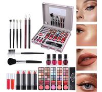 Coffrets Maquillage Pour Femmes,à Paupières Brillant à Lèvres Pinceaux - Cosmétiques Imperméables Kit de Maquillage Portable pour Voyage Mariage Scène Danse Photographie