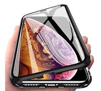 COFI 1453 360° Aimant Full Slim Métal Étui de Protection Sac Étui pour Téléphone Portable Coque pour Téléphone Portable avec Verre Blindé Devant et Arrière Noir - Samsung Galaxy A9 2018 (A920F)