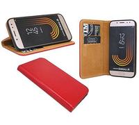 cofi1453 élégant Cuir véritable étui Poche Housse pour Le Huawei P Smart en Rouge Portefeuille Style Livre Coque Housse