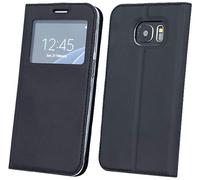 Cofi1453 Energmix Étui à Rabat Smart Look Sac Housse Compatible avec Huawei P Smart 2019 avec à Fenêtre en Noir Portefeuille Style de Livre Coque