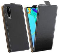cofi1453 Étui à Clapet Compatible avec Huawei P30 Étui Portable Vertical Rabattable Pochette de Protection Étui à Abattant Noir