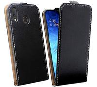 Cofi1453 Étui à Clapet Compatible avec Samsung Galaxy A20e (A202F) Étui Portable Vertical Rabattable Housse de Protection Rabattable Étui Noir