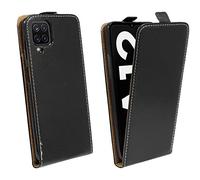 cofi1453® Étui de protection à rabat vertical compatible avec Samsung Galaxy A12 (A125F) Noir