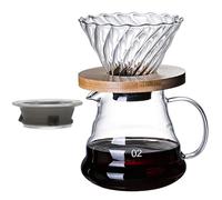 COFISUKI Cafetière à verser - 600 ml avec goutteur à café en verre, élégant et élégant, kit de cafetière 2 en 1 pour la maison ou le bureau, 1 à 5 tasses